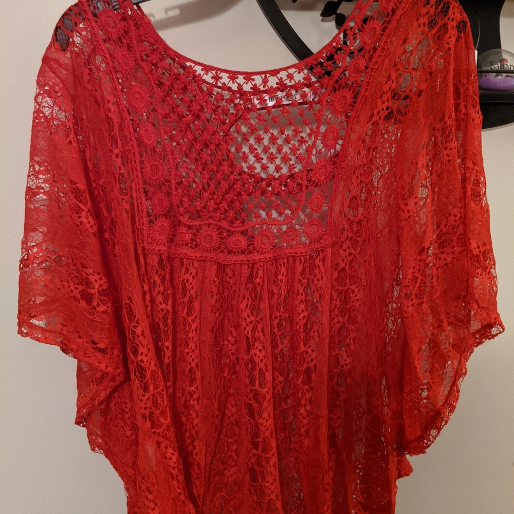 Red lace tunic